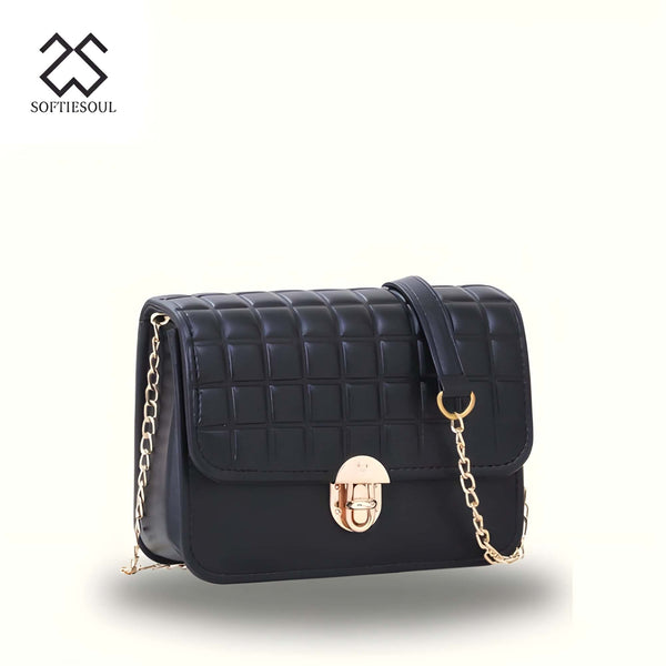 Women PU Leather Body Bag color Black My Store