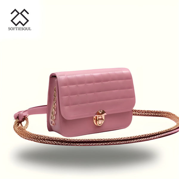 Women PU Leather Body Bag color pink My Store